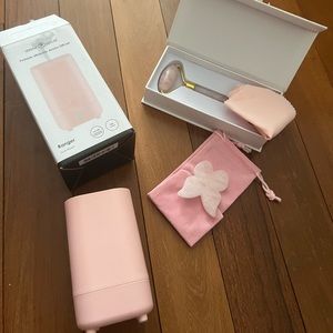 Serene House diffuser rose quartz roller and gua sha stone set Self Care